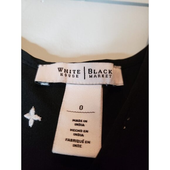 White House Black Market Womens 0 Romper Black Floral Embroidered Sleeveless - Picture 5 of 5